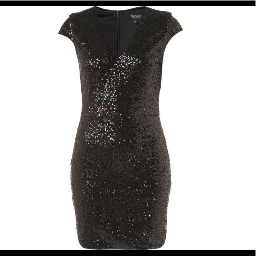 TopShop Plunge V Sequin Bodycon Dress